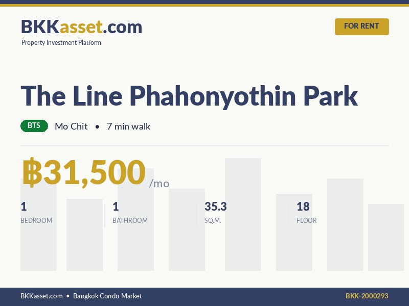 ให้เช่า The Line Phahonyothin Park 1 ห้องนอน 35.3 ตร.ม. ราคา 31,500 บาท/เดือน
