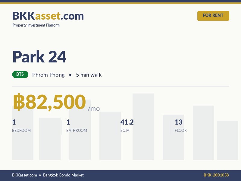 ให้เช่า Park 24 1 ห้องนอน 41.2 ตร.ม. ราคา 82,500 บาท/เดือน