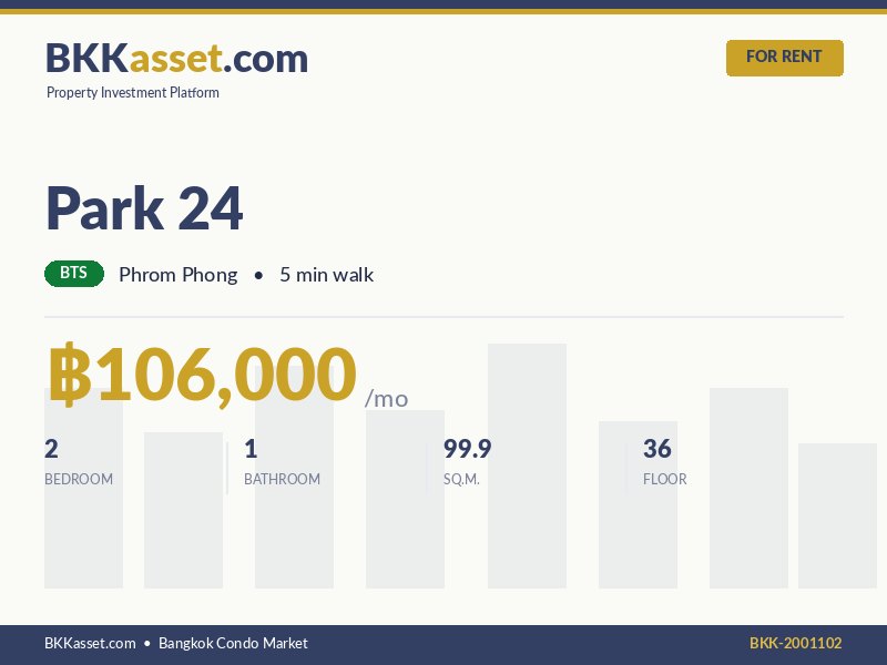 ให้เช่า Park 24 2 ห้องนอน 99.9 ตร.ม. ราคา 106,000 บาท/เดือน