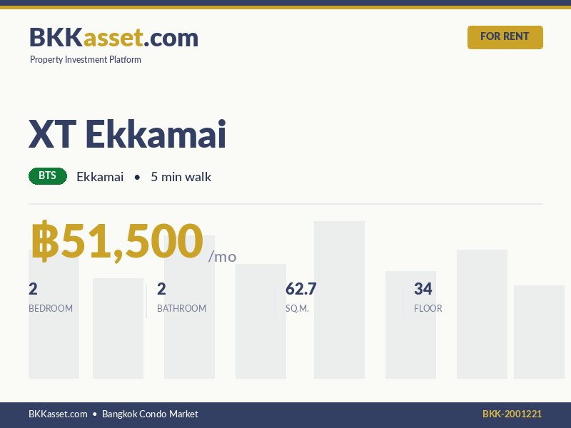 ให้เช่า XT Ekkamai 2 ห้องนอน 62.7 ตร.ม. ราคา 51,500 บาท/เดือน