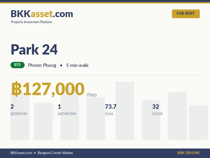 ให้เช่า Park 24 2 ห้องนอน 73.7 ตร.ม. ราคา 127,000 บาท/เดือน