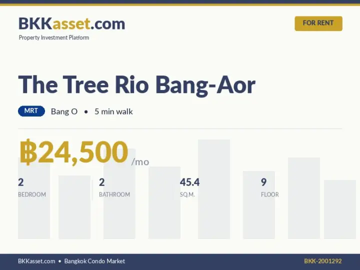 ให้เช่า The Tree Rio Bang-Aor 2 ห้องนอน 45.4 ตร.ม. ราคา 24,500 บาท/เดือน